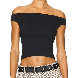 ALL THE WAYS Kelli Off Shoulder Top in Black, Size XS
